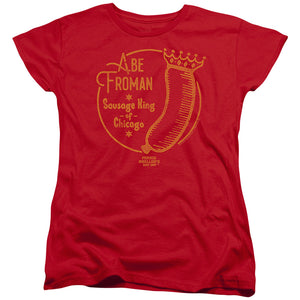 AN OFFCIALLY LICENSED FERRIS BUELLER ABE FROMAN WOMEN'S REGULAR FIT T-SHIRT RED