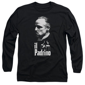 AN OFFCIALLY LICENSED GODFATHER IL PADRINO MEN'S LONG SLEEVE T-SHIRT BLACK