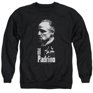 AN OFFCIALLY LICENSED GODFATHER IL PADRINO ADULT UNISEX CREWNECK SWEATSHIRT BLACK