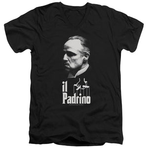 AN OFFCIALLY LICENSED GODFATHER IL PADRINO MEN'S V-NECK T-SHIRT BLACK