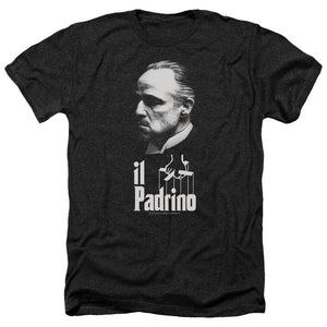 AN OFFCIALLY LICENSED GODFATHER IL PADRINO MEN'S HEATHER T-SHIRT CHARCOAL