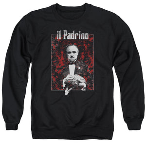 AN OFFCIALLY LICENSED GODFATHER SANGUE ADULT UNISEX CREWNECK SWEATSHIRT BLACK
