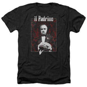 AN OFFCIALLY LICENSED GODFATHER SANGUE MEN'S HEATHER T-SHIRT CHARCOAL
