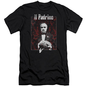 AN OFFCIALLY LICENSED GODFATHER SANGUE MEN'S PREMIUM SLIM FIT T-SHIRT BLACK