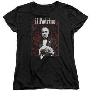 AN OFFCIALLY LICENSED GODFATHER SANGUE WOMEN'S REGULAR FIT T-SHIRT BLACK