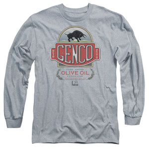 AN OFFCIALLY LICENSED GODFATHER GENCO OLIVE OIL MEN'S LONG SLEEVE T-SHIRT ATHLETIC HEATHER