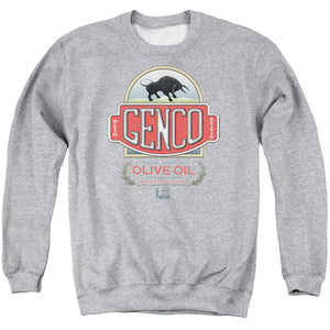 AN OFFCIALLY LICENSED GODFATHER GENCO OLIVE OIL ADULT UNISEX CREWNECK SWEATSHIRT ATHLETIC HEATHER