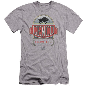 AN OFFCIALLY LICENSED GODFATHER GENCO OLIVE OIL MEN'S PREMIUM SLIM FIT T-SHIRT ATHLETIC HEATHER