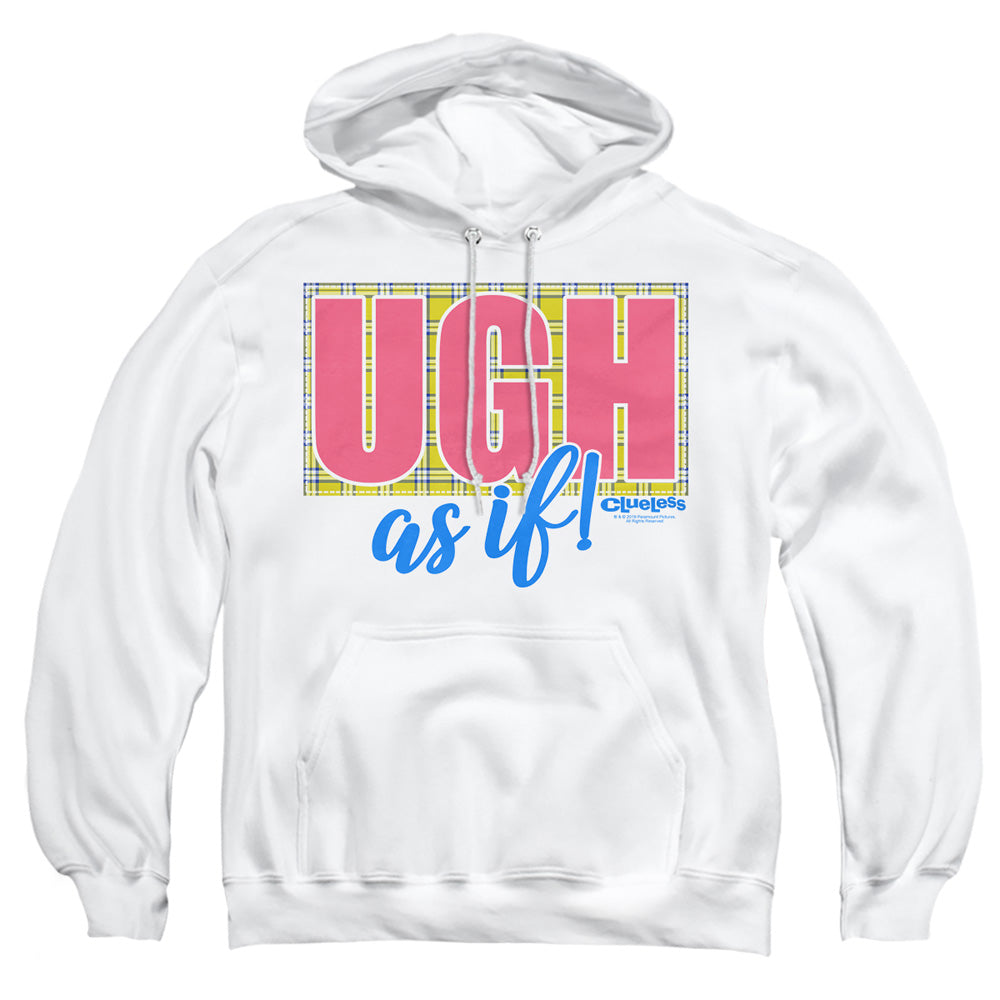 AN OFFCIALLY LICENSED CLUELESS UGH AS IF ADULT UNISEX PULLOVER HOODIE WHITE