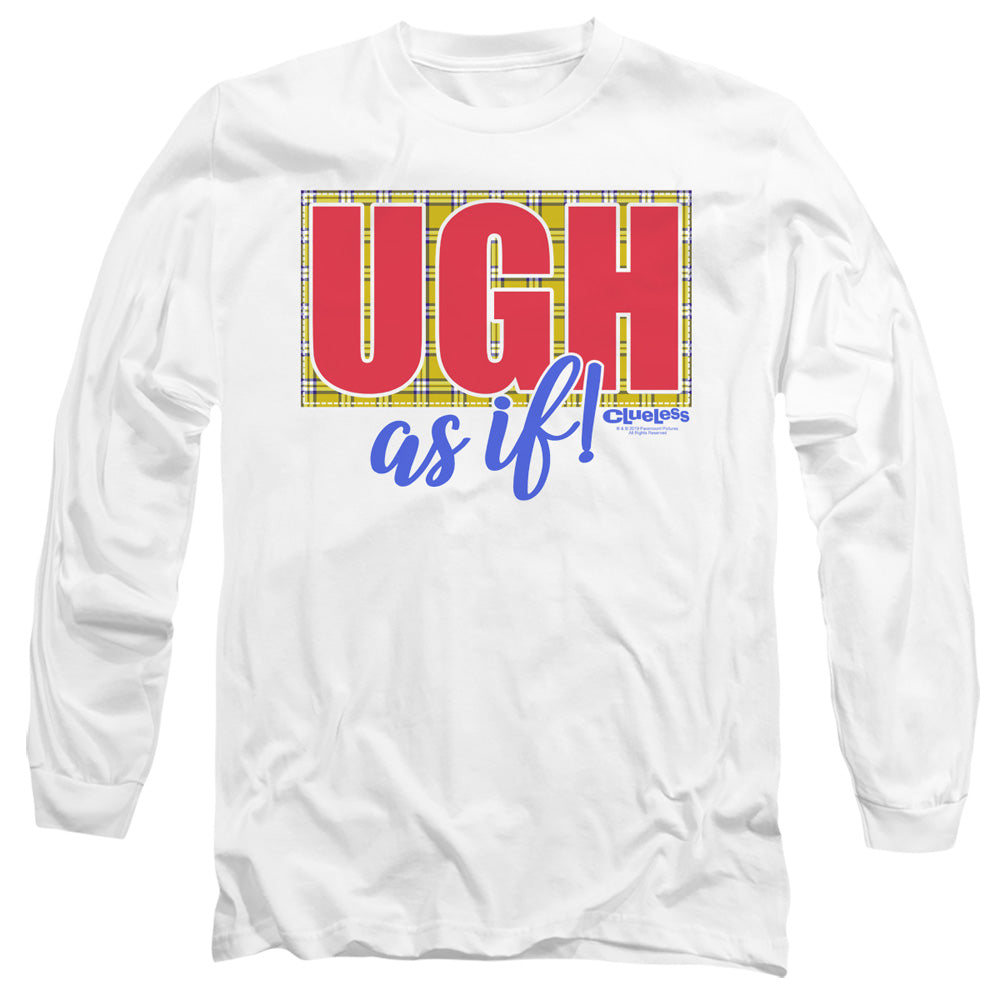 AN OFFCIALLY LICENSED CLUELESS UGH AS IF MEN'S LONG SLEEVE T-SHIRT WHITE