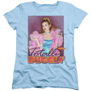 AN OFFCIALLY LICENSED CLUELESS TOTALLY BUGGIN WOMEN'S REGULAR FIT T-SHIRT LIGHT BLUE