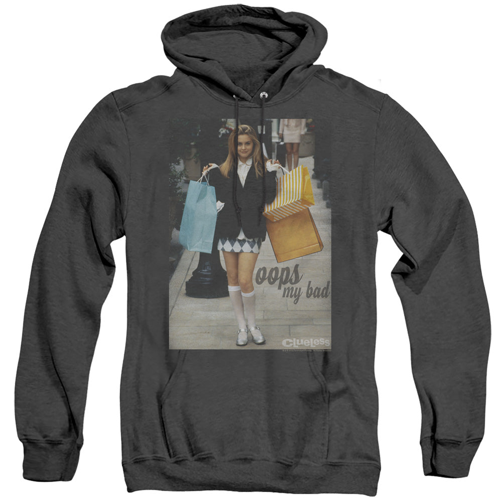 AN OFFCIALLY LICENSED CLUELESS OOPS MY BAD ADULT UNISEX HEATHER PULLOVER HOODIE BLACK