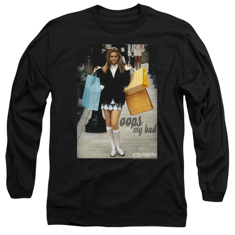 AN OFFCIALLY LICENSED CLUELESS OOPS MY BAD MEN'S LONG SLEEVE T-SHIRT BLACK