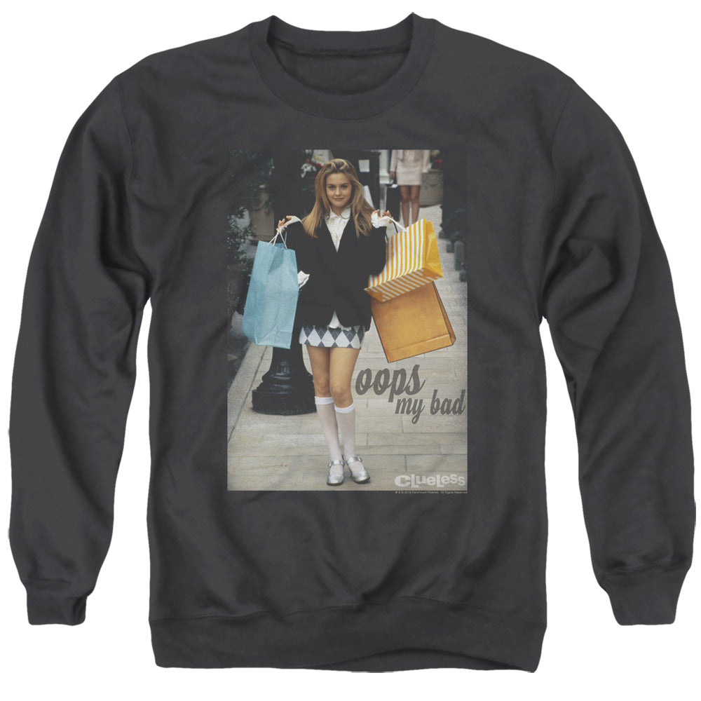 AN OFFCIALLY LICENSED CLUELESS OOPS MY BAD ADULT UNISEX CREWNECK SWEATSHIRT BLACK