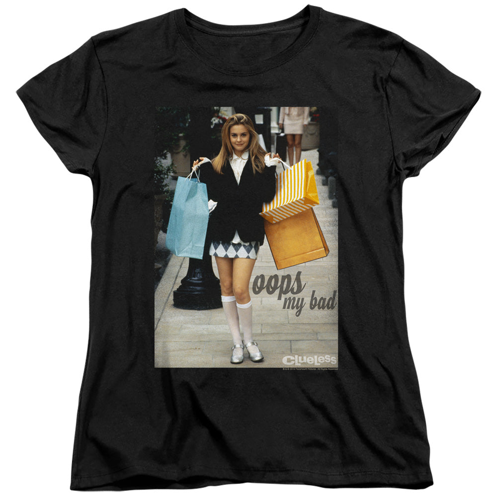 AN OFFCIALLY LICENSED CLUELESS OOPS MY BAD WOMEN'S REGULAR FIT T-SHIRT BLACK