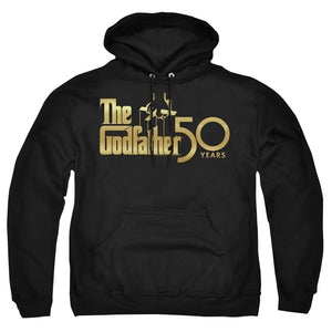 AN OFFCIALLY LICENSED GODFATHER GODFATHER 50TH LOGO ADULT UNISEX PULLOVER HOODIE BLACK