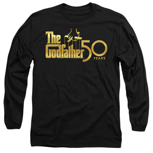 AN OFFCIALLY LICENSED GODFATHER GODFATHER 50TH LOGO MEN'S LONG SLEEVE T-SHIRT BLACK