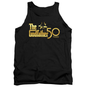 AN OFFCIALLY LICENSED GODFATHER GODFATHER 50TH LOGO ADULT UNISEX TANK TOP BLACK