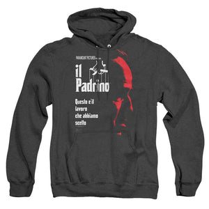 AN OFFCIALLY LICENSED GODFATHER ITALIAN PROFILE ADULT UNISEX HEATHER PULLOVER HOODIE BLACK