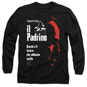 AN OFFCIALLY LICENSED GODFATHER ITALIAN PROFILE MEN'S LONG SLEEVE T-SHIRT BLACK