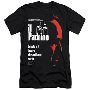 AN OFFCIALLY LICENSED GODFATHER ITALIAN PROFILE MEN'S PREMIUM SLIM FIT T-SHIRT BLACK