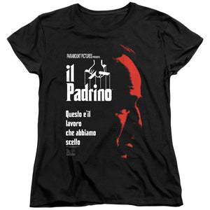 AN OFFCIALLY LICENSED GODFATHER ITALIAN PROFILE WOMEN'S REGULAR FIT T-SHIRT BLACK