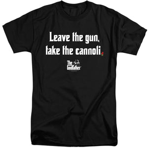 AN OFFCIALLY LICENSED GODFATHER GUN CANNOLI MEN'S TALL FIT T-SHIRT BLACK