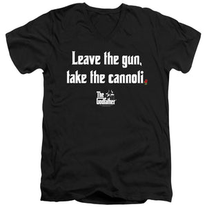 AN OFFCIALLY LICENSED GODFATHER GUN CANNOLI MEN'S V-NECK T-SHIRT BLACK