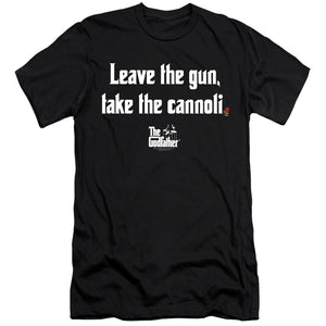 AN OFFCIALLY LICENSED GODFATHER GUN CANNOLI MEN'S PREMIUM SLIM FIT T-SHIRT BLACK