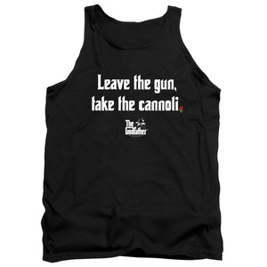 AN OFFCIALLY LICENSED GODFATHER GUN CANNOLI ADULT UNISEX TANK TOP BLACK