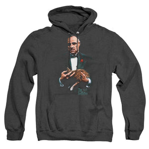 AN OFFCIALLY LICENSED GODFATHER PAINTED POSTER ADULT UNISEX HEATHER PULLOVER HOODIE BLACK