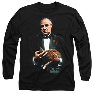 AN OFFCIALLY LICENSED GODFATHER PAINTED POSTER MEN'S LONG SLEEVE T-SHIRT BLACK
