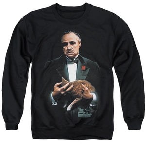 AN OFFCIALLY LICENSED GODFATHER PAINTED POSTER ADULT UNISEX CREWNECK SWEATSHIRT BLACK