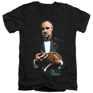 AN OFFCIALLY LICENSED GODFATHER PAINTED POSTER MEN'S V-NECK T-SHIRT BLACK