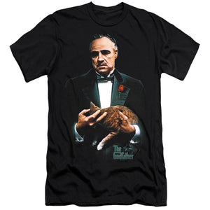 AN OFFCIALLY LICENSED GODFATHER PAINTED POSTER MEN'S PREMIUM SLIM FIT T-SHIRT BLACK
