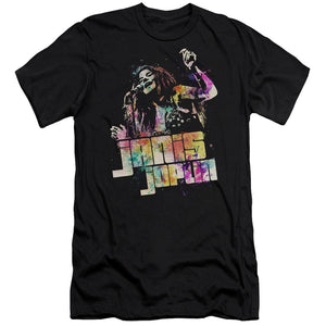 AN OFFCIALLY LICENSED JANIS JOPLIN COLORS OF JANIS MEN'S PREMIUM SLIM FIT T-SHIRT BLACK