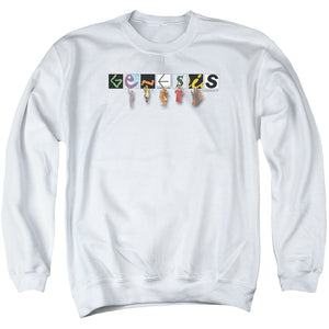 AN OFFCIALLY LICENSED GENESIS NEW LOGO ADULT UNISEX CREWNECK SWEATSHIRT WHITE