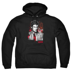 AN OFFCIALLY LICENSED DEXTER BOY NEXT DOOR ADULT UNISEX PULLOVER HOODIE BLACK