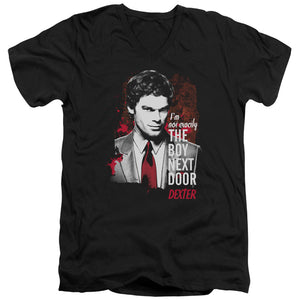 AN OFFCIALLY LICENSED DEXTER BOY NEXT DOOR MEN'S V-NECK T-SHIRT BLACK