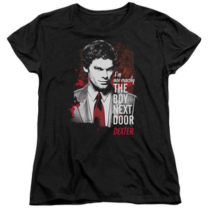 AN OFFCIALLY LICENSED DEXTER BOY NEXT DOOR WOMEN'S REGULAR FIT T-SHIRT BLACK