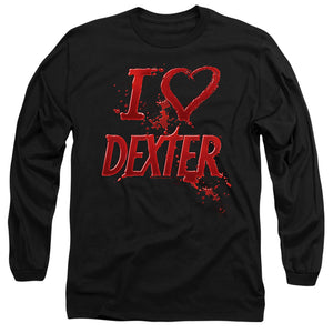 AN OFFCIALLY LICENSED DEXTER I HEART DEXTER MEN'S LONG SLEEVE T-SHIRT BLACK