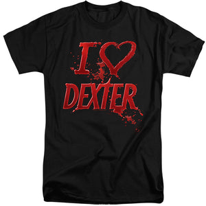 AN OFFCIALLY LICENSED DEXTER I HEART DEXTER MEN'S TALL FIT T-SHIRT BLACK