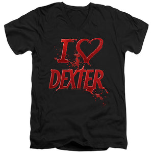 AN OFFCIALLY LICENSED DEXTER I HEART DEXTER MEN'S V-NECK T-SHIRT BLACK