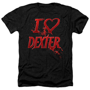 AN OFFCIALLY LICENSED DEXTER I HEART DEXTER MEN'S HEATHER T-SHIRT CHARCOAL