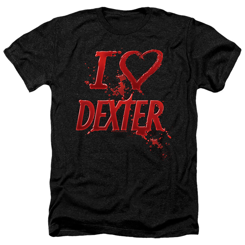 AN OFFCIALLY LICENSED DEXTER I HEART DEXTER MEN'S HEATHER T-SHIRT CHARCOAL
