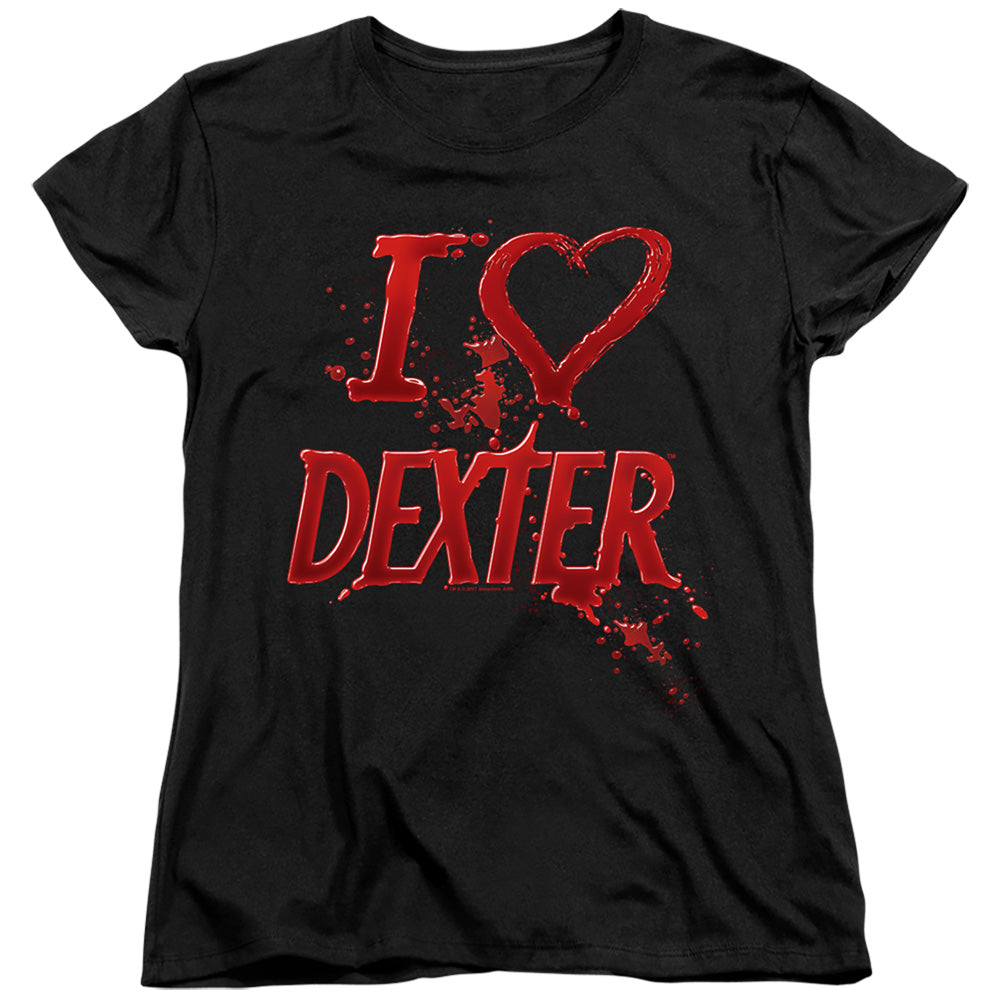 AN OFFCIALLY LICENSED DEXTER I HEART DEXTER WOMEN'S REGULAR FIT T-SHIRT BLACK