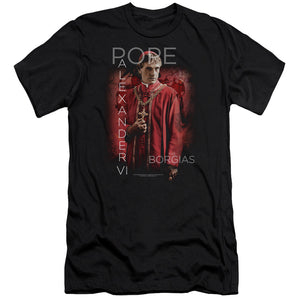 AN OFFCIALLY LICENSED BORGIAS POPE ALEXANDER VI MEN'S PREMIUM SLIM FIT T-SHIRT BLACK