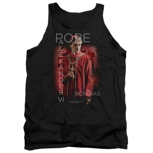 AN OFFCIALLY LICENSED BORGIAS POPE ALEXANDER VI ADULT UNISEX TANK TOP BLACK