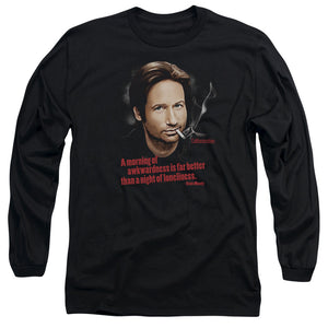 AN OFFCIALLY LICENSED CALIFORNICATION MORNING NIGHT MEN'S LONG SLEEVE T-SHIRT BLACK
