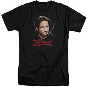 AN OFFCIALLY LICENSED CALIFORNICATION MORNING NIGHT MEN'S TALL FIT T-SHIRT BLACK